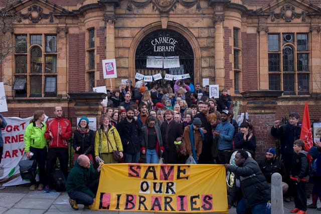 Campaigners protested the closure of London's Carnegie library