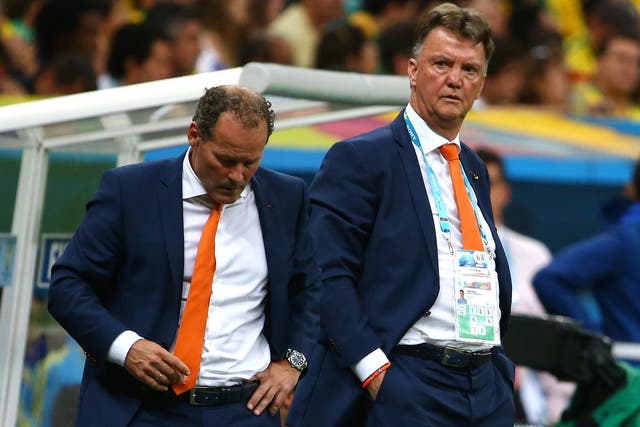 Louis van Gaal and his assistant Danny Blind during the 2014 World Cup