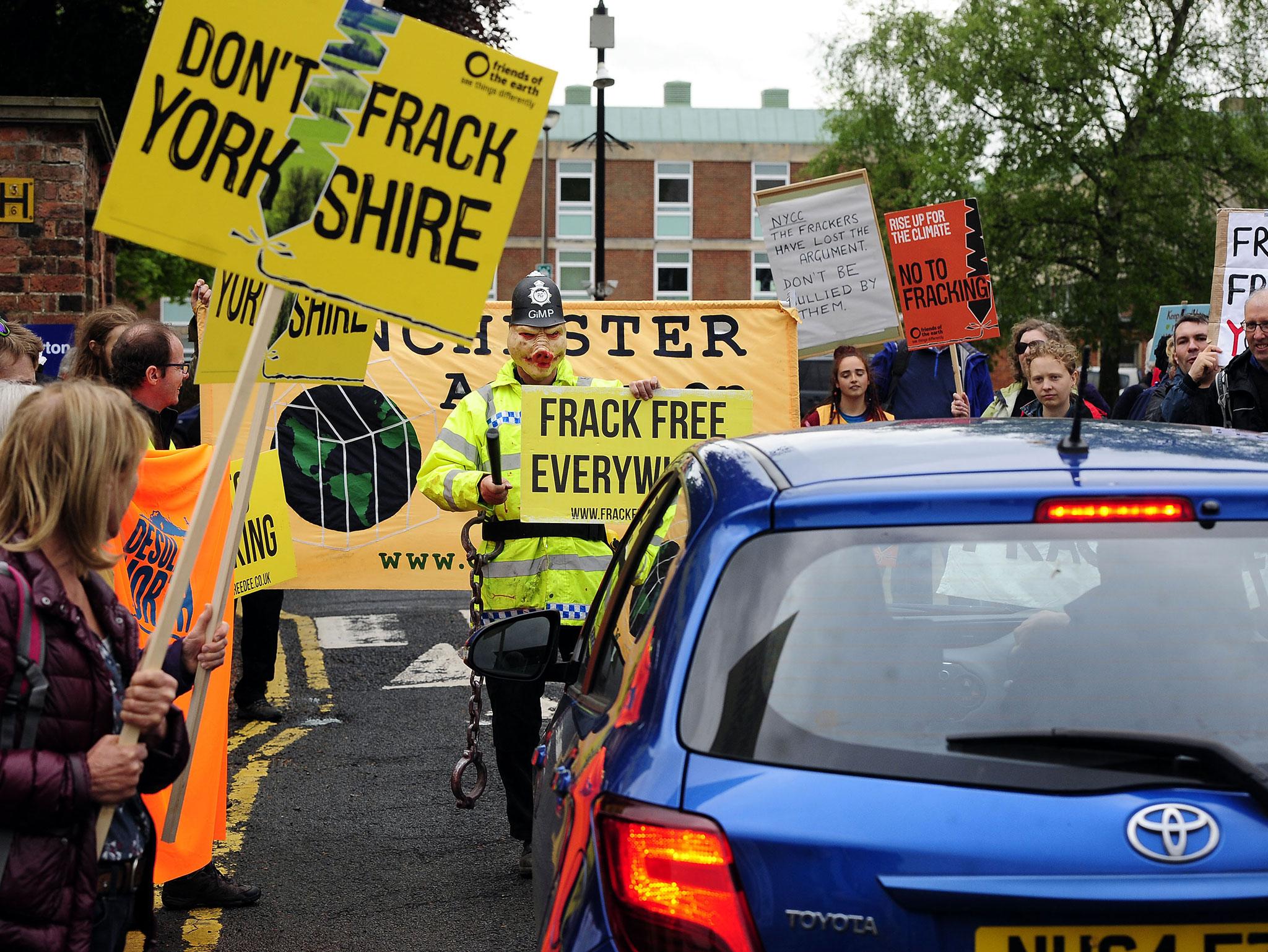 Anti-fracking protesters in Lancashire