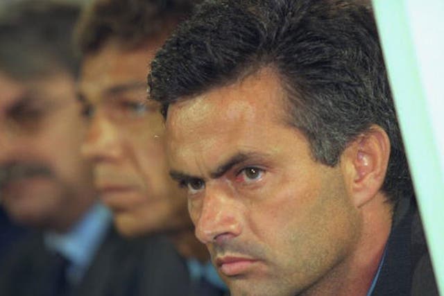 Jose Mourinho's first European match as manager came in the Uefa Cup, for Benfica against Halmstad in September 2000 (Getty)