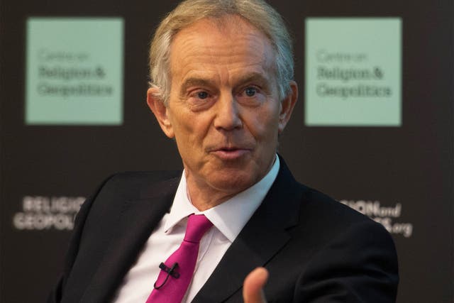 Tony Blair in London yesterday. The ex-Prime Minister says Isis must be stopped from getting a stranglehold on Libya