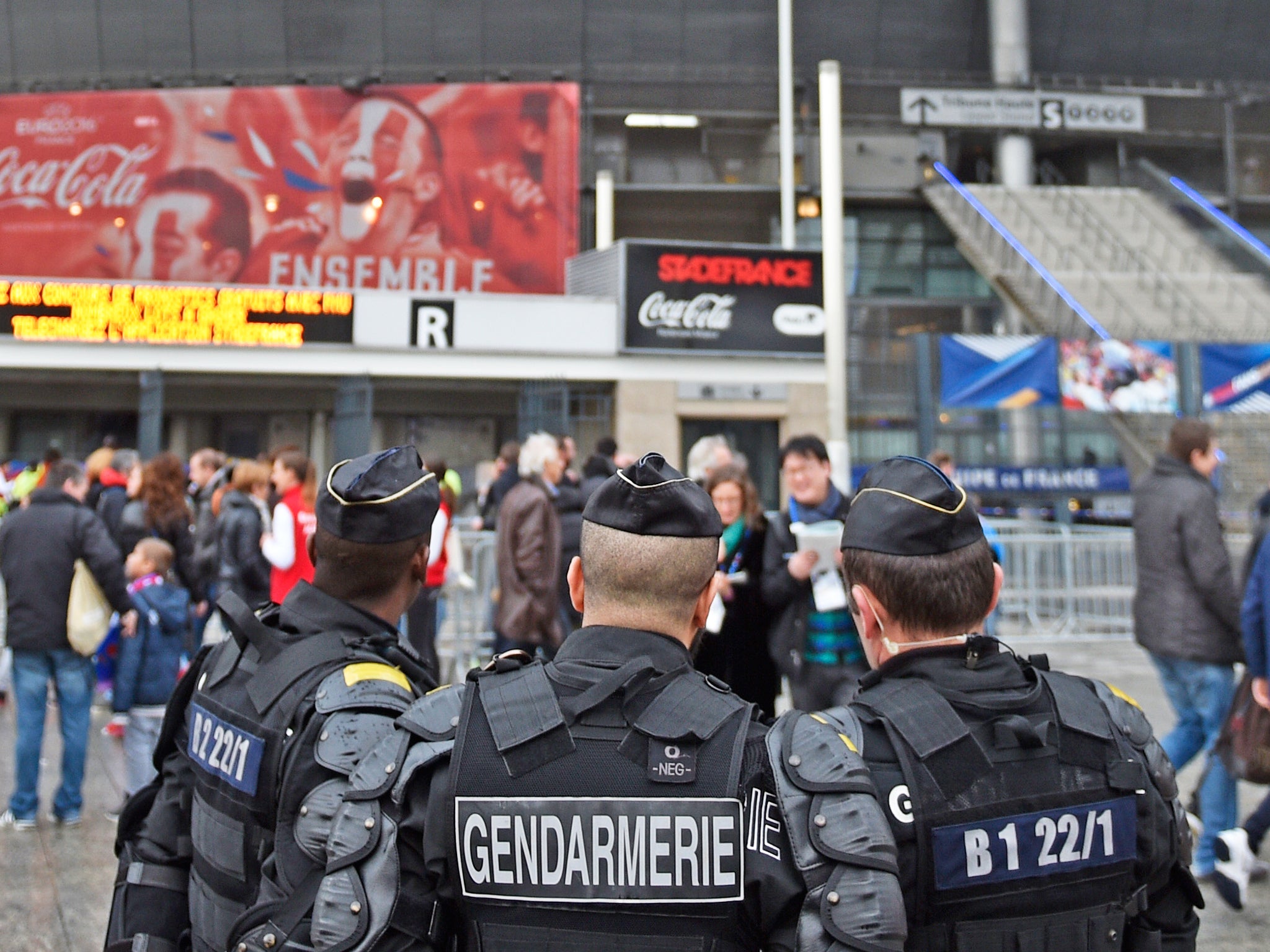 Security personnel outside the Stade de France – where the Euro 2016 will get underway from on 10 June