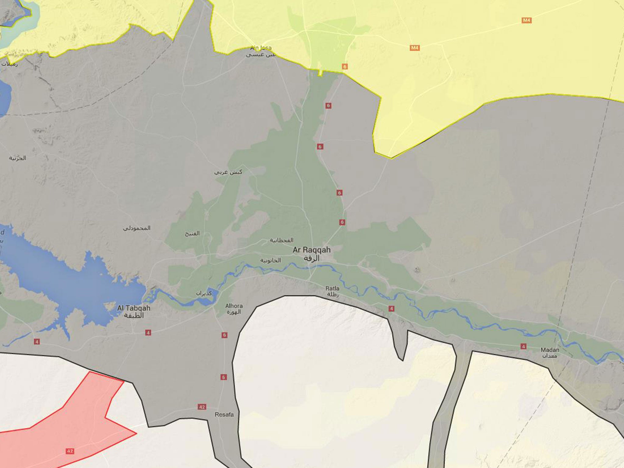 SDF troops were expected to push south from their territory in northern Raqqa province (shown in yellow) into Isis territory (black) near its de-facto capital