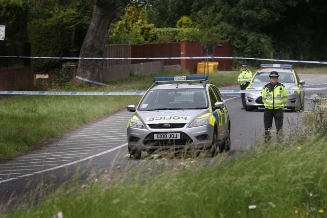 Police attend the scene of a murder on the A24 road in Findon, West Sussex