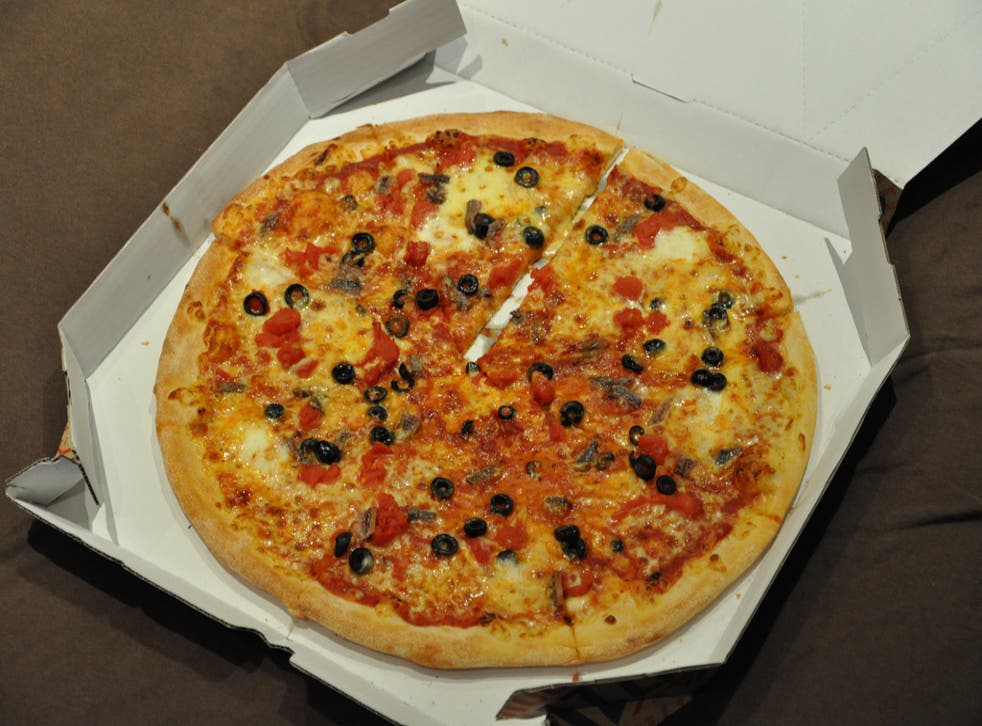 A pie from Dominoes Pizza in Brooklyn, New York.
