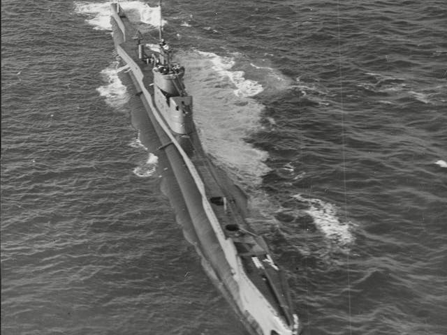 A Royal Navy T Class submarine on patrol