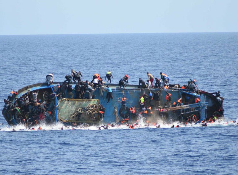 &#13;
One of the refugee boats that capsized off Libya in the last week of May &#13;