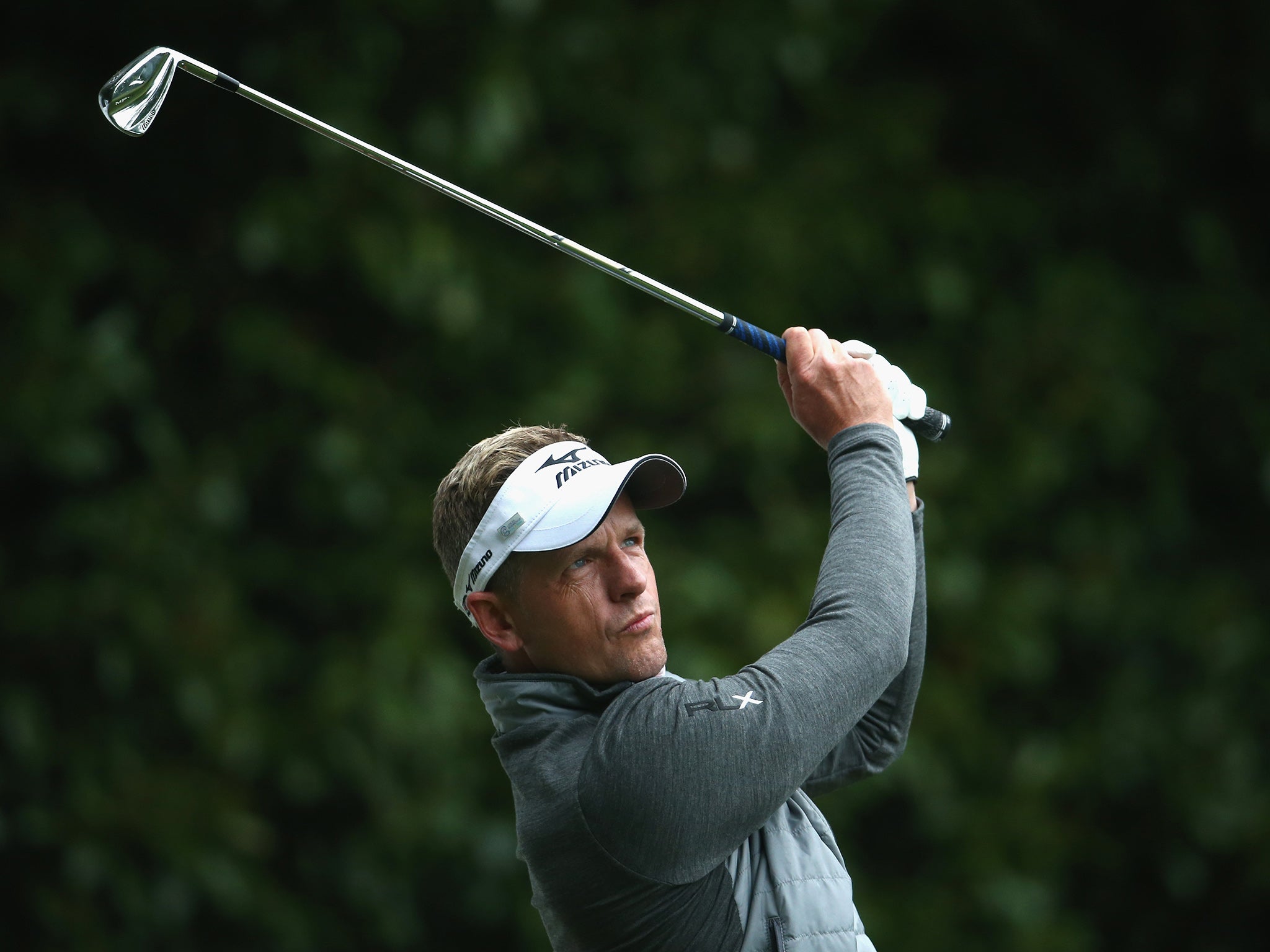 Luke Donald preparing for the Wentworth event yesterday