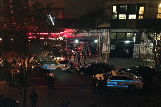Authorities stand outside Irving Plaza, near Manhattan's Union Square in New York after the shooting