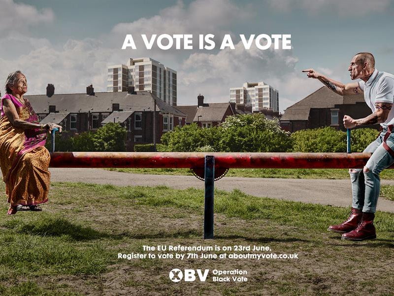The poster, created by Saatchi and Saatchi for campaign group Operation Black Vote