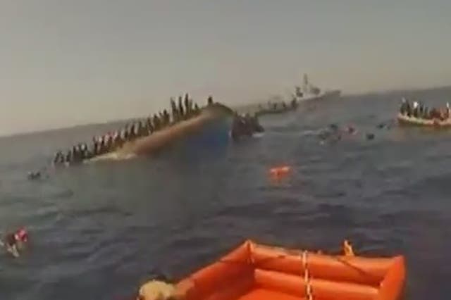 Video shows the moment boat carrying asylum seekers capsizes in Mediterranean