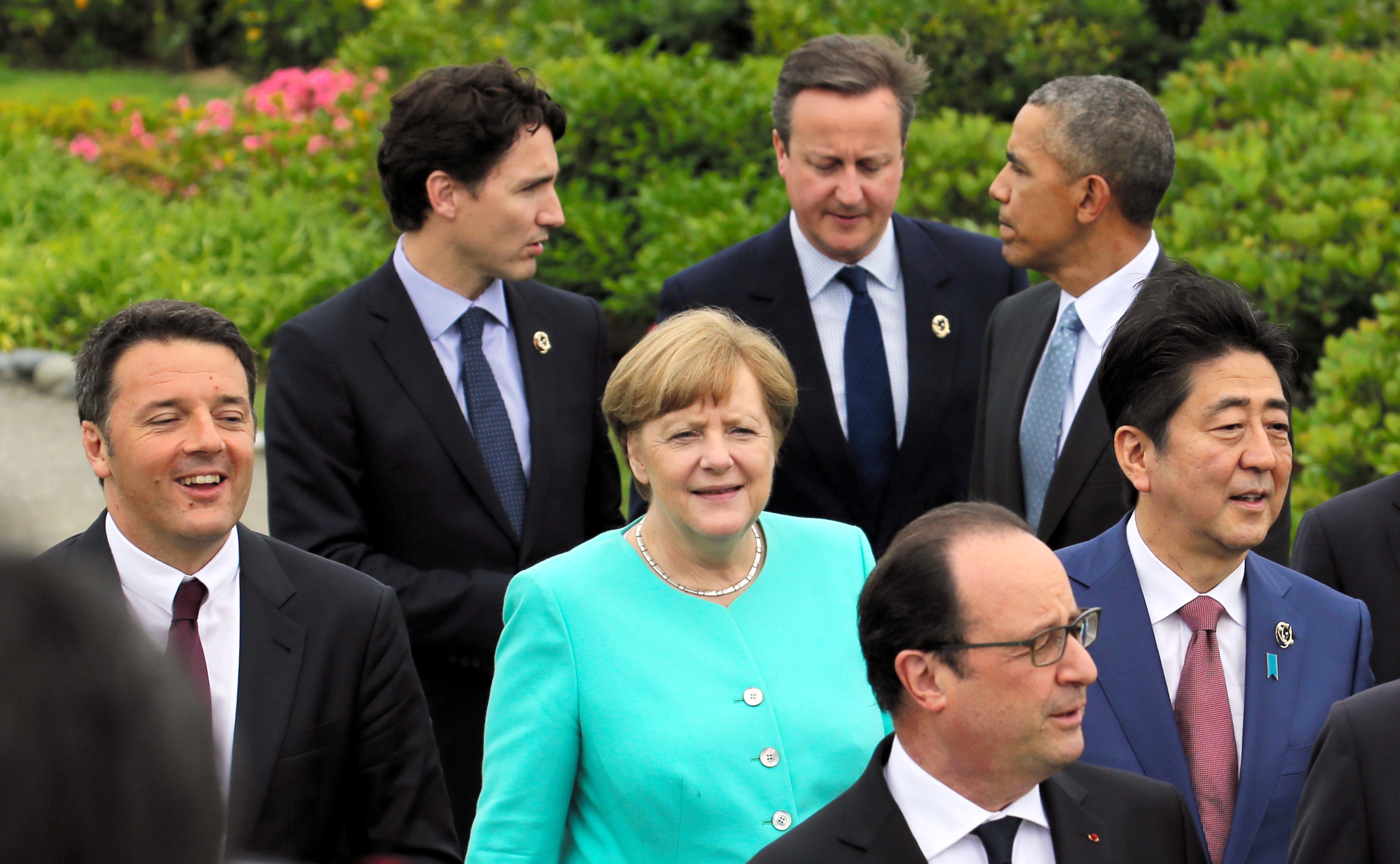 The G7 leaders from Italy, Canada, Germany, Britain, France, the United States, and Japan (Getty Images)