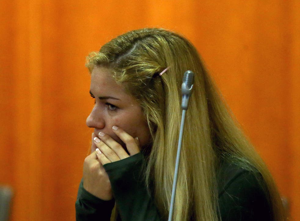 Mayka Marica Kukucova appears in court in Malaga, Spain, where she is accused of killing her former partner, British millionaire Andrew Bush.