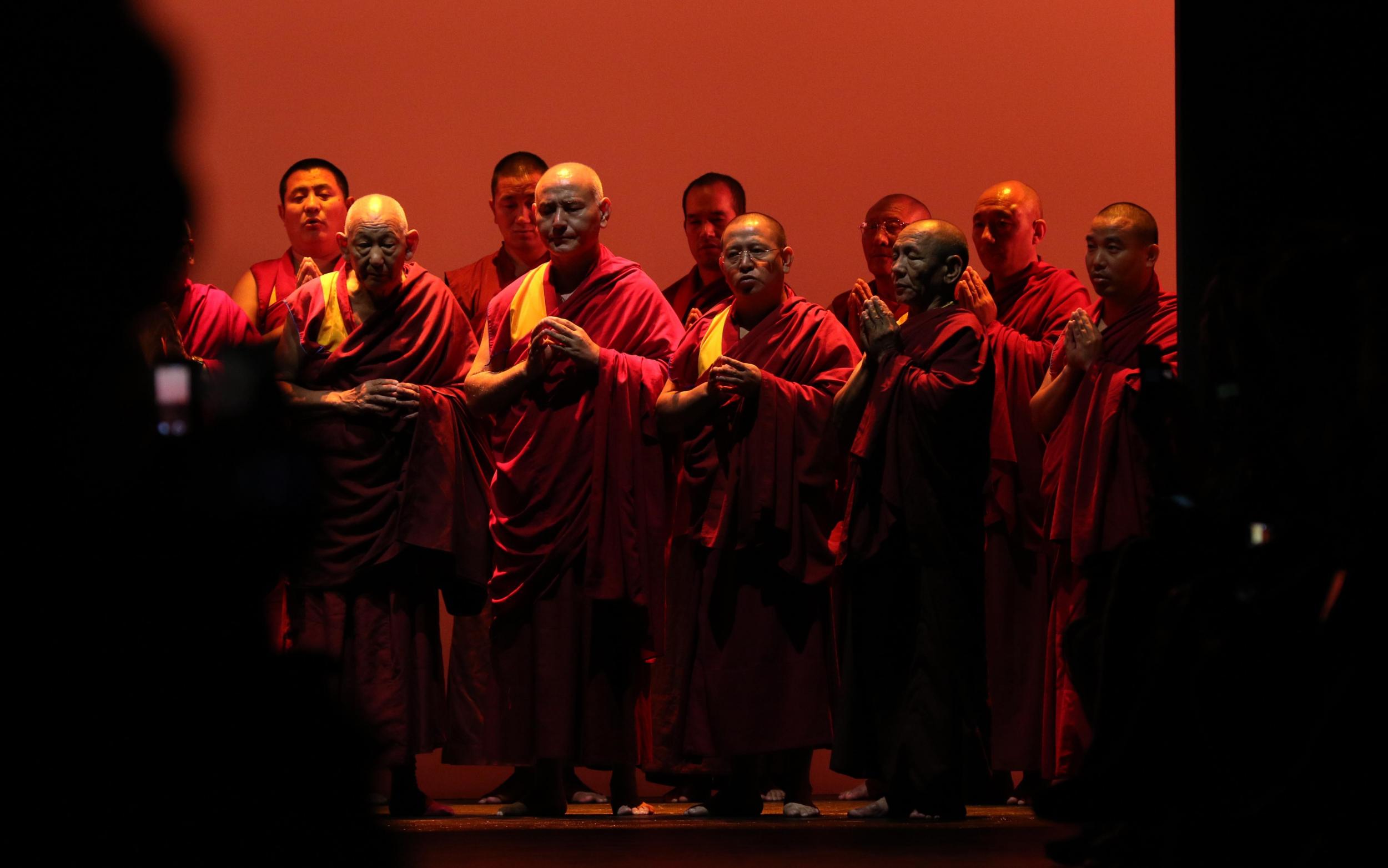 Buddhist monks at the spring summer 2016 Prabal Gurung show