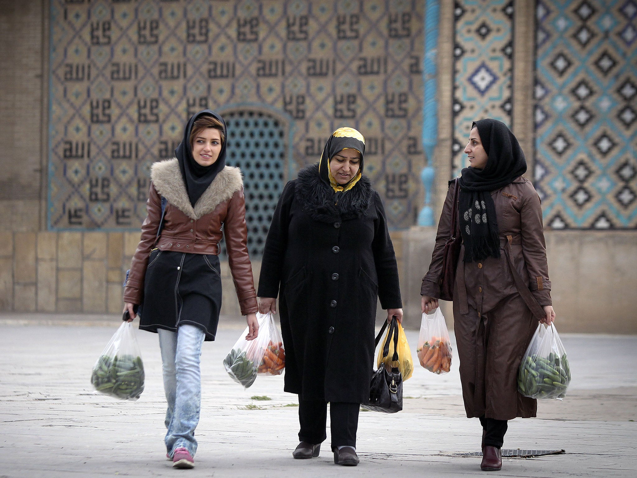 Women walking in Qazvin. Mixing between genders is severely restricted in theocractic Iran.