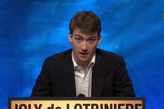 Joly de Lotbiniere (far left) became a star following his appearance on University Challenge