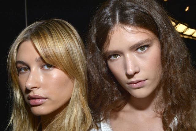 Tommy Hilfiger opted for iridescent hues of copper and gold to create sunny, caramel skin