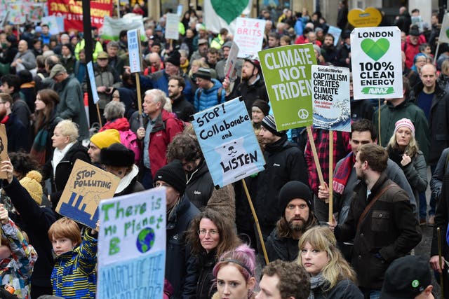 Climate change protests - like this one in London, pictured - have been taking place in cities across the world (LEON NEAL/Getty)