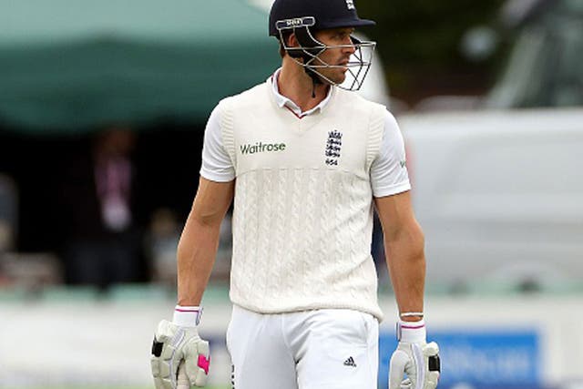 Nick Compton looks back in disbelief after being caught on the boundary on day one 