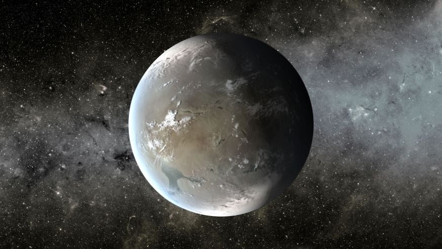 Because of Kepler 62f's distance from its host star, it would need the greenhouse effect of a thick carbon dioxide-rich atmosphere to keep its water from freezing