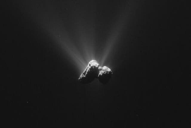 The Comet 67P photographed by Rosetta on Wednesday at a distance of about 7km