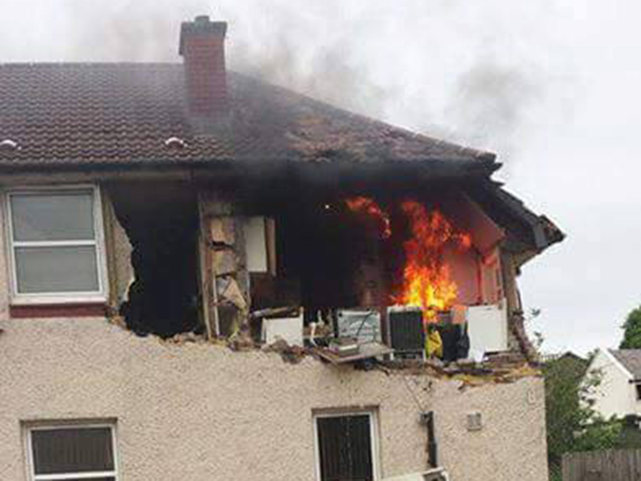 Images posted on social media showed the outer walls and roof of the first-floor flat largely destroyed