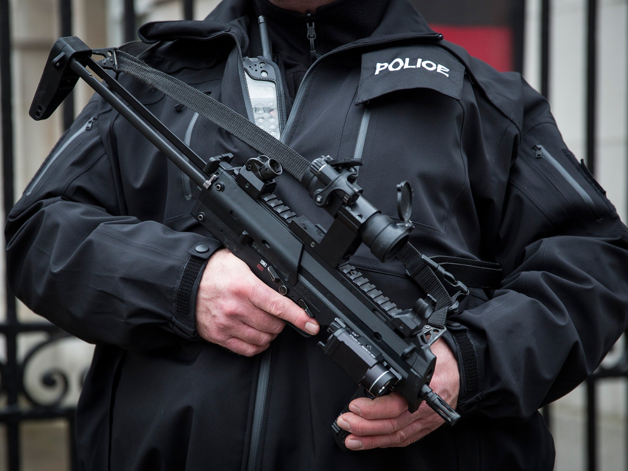 Armed police on guard in central London