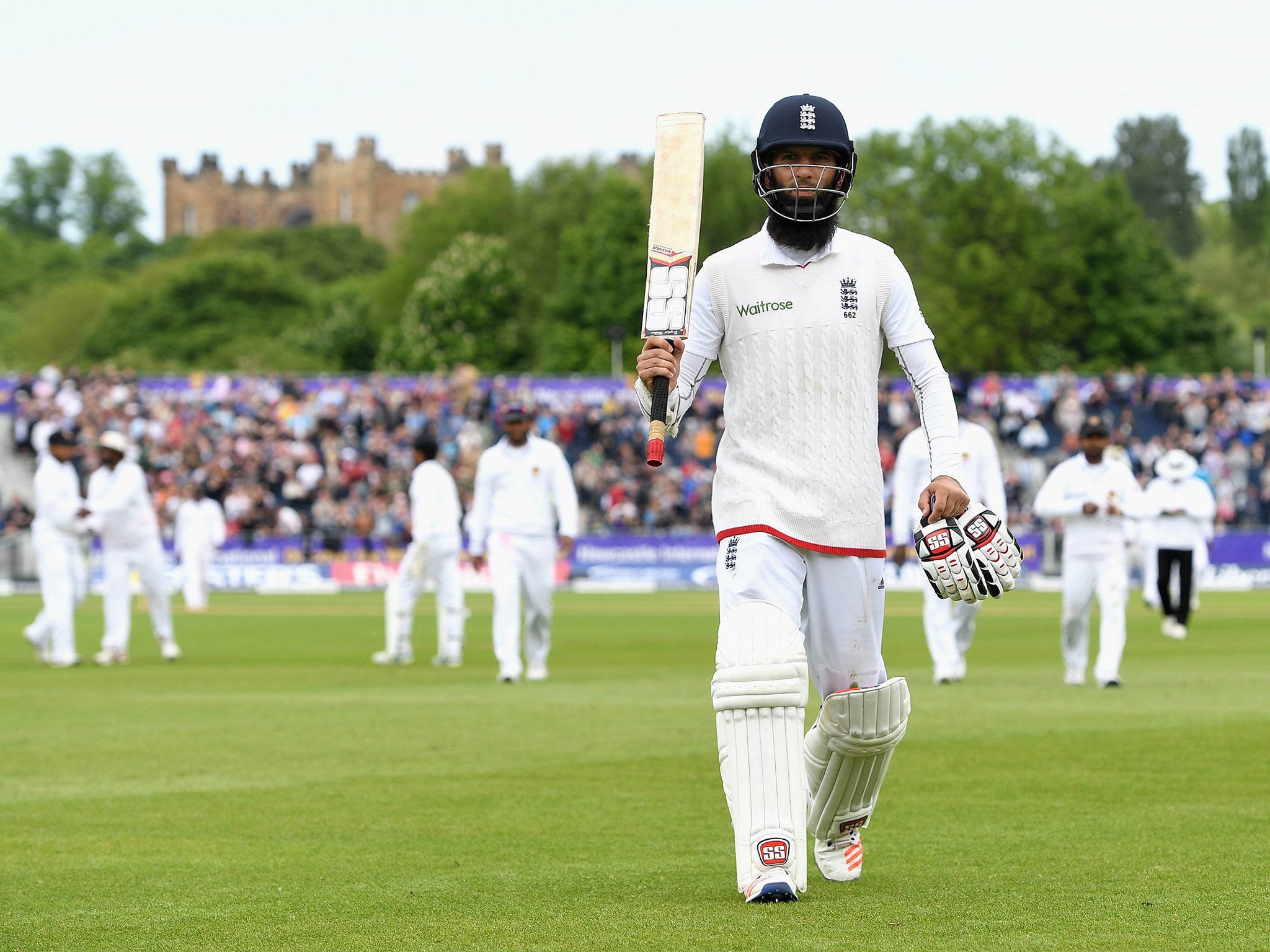 Moeen salutes the crowd after finishing with an unbeaten 155