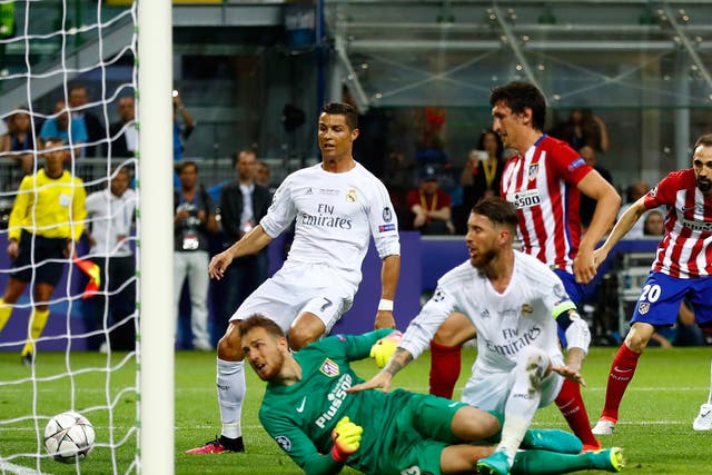Ramos bundles the ball over the line for the opening goal