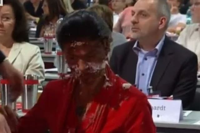 Ms Wagenknecht was targetted at a congress in Magdeburg