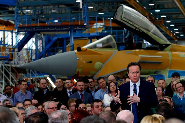 Prime Minister David Cameron during a Q&A with employees at BAE Systems in Preston