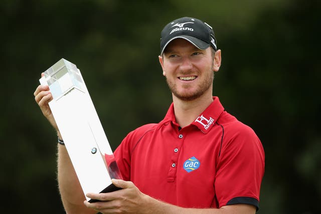 Chris Wood celebrates winning the BMW PGA Championship
