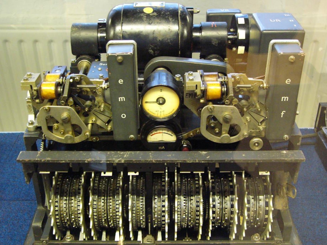 The Lorenz SZ42 machine with its covers removed. Bletchley Park museum