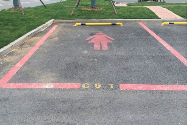 The female only parking spaces in Hangzhou are 50 per cent larger than other spots, feature the female gender symbol and are complete with a pink outline