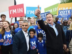 David Cameron calls Sadiq Khan 'proud Muslim' – weeks after linking him to Islamic extremism