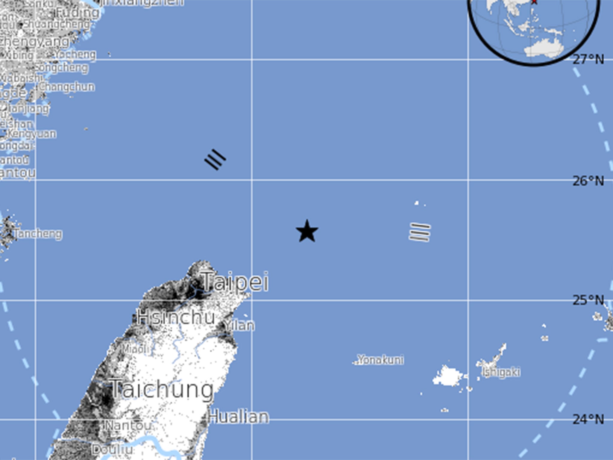 The earthquake struck off the coast near Taipei