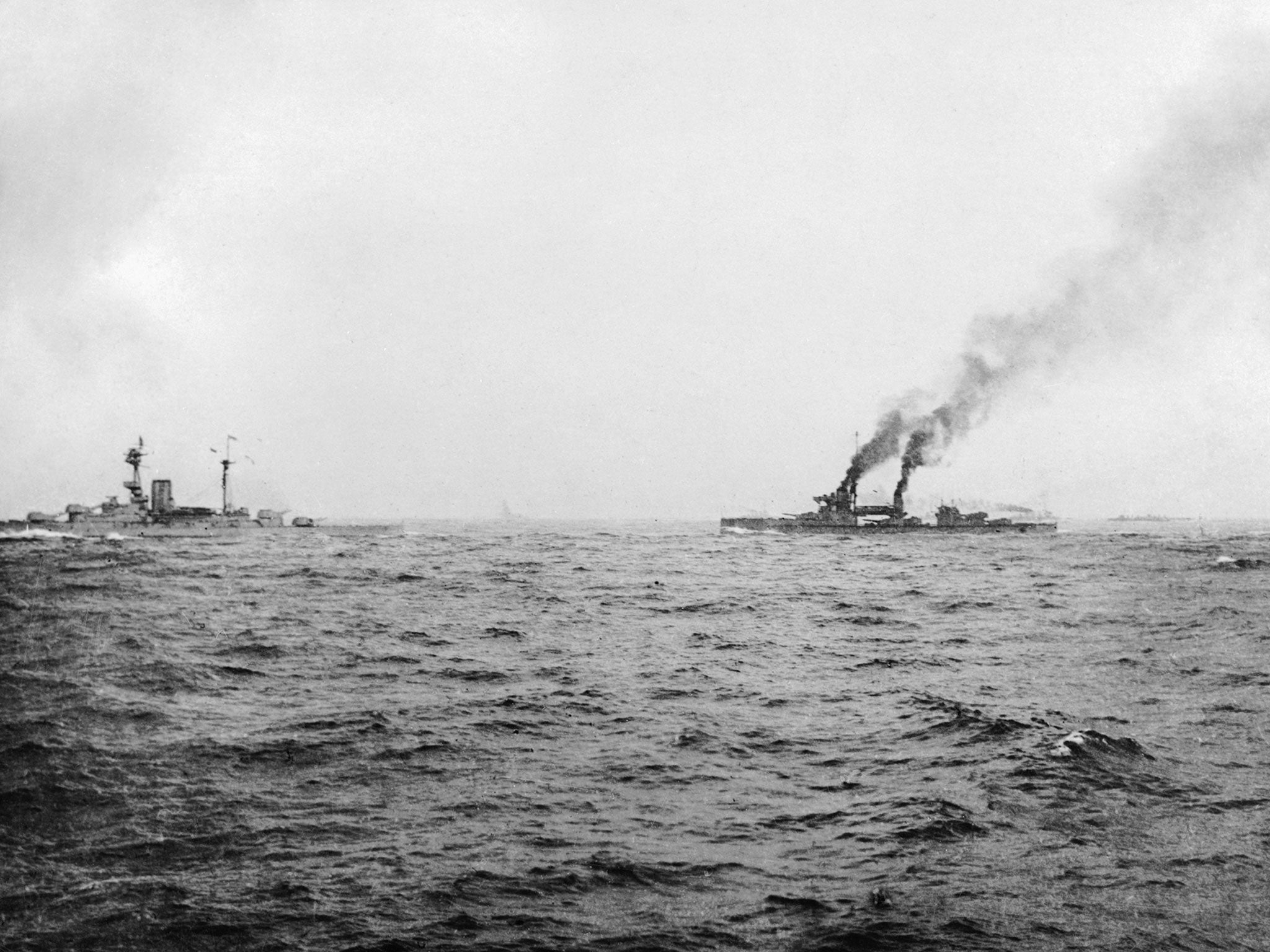 Handout photo issued by the Imperial War Museum of HMS Revenge and HMS Hercules, part of the First Battle Squadron commanded by Vice Admiral Sir Cecil Burney, underway before the battle of Jutland