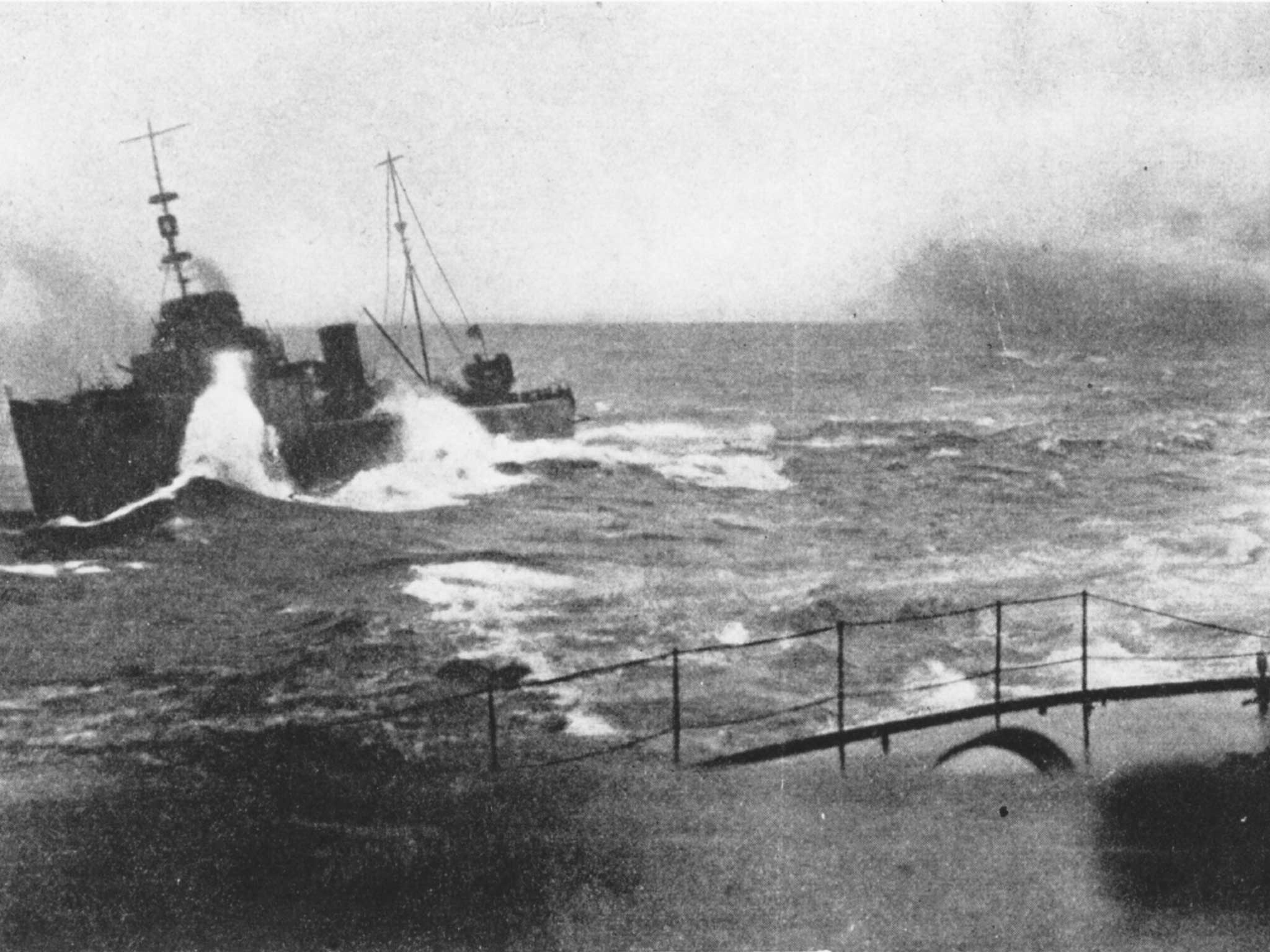 The German Fleet are deflected from bombarding the British coast by Admiral Beatty's battle cruiser squadron, who form a protective screen during the Battle of Jutland in June 1916