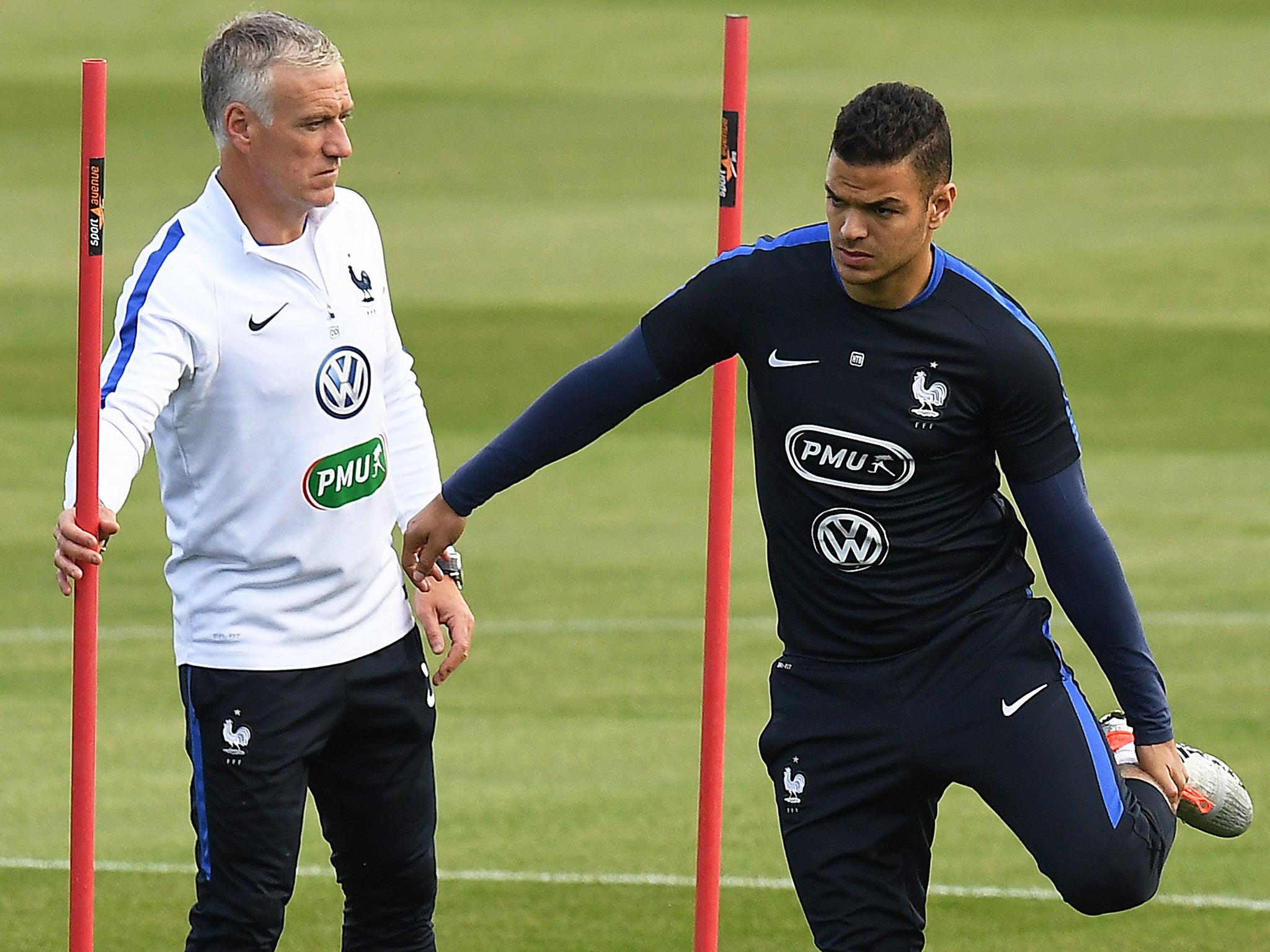 Didier Deshamps (left) decided not to include former Hull star Hatem ben Arfa in his final 23