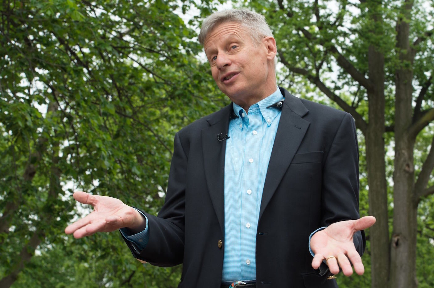 Gary Johnson speaks to press in Washington DC in May 2016. Nicholas Kamm/AFP/Getty