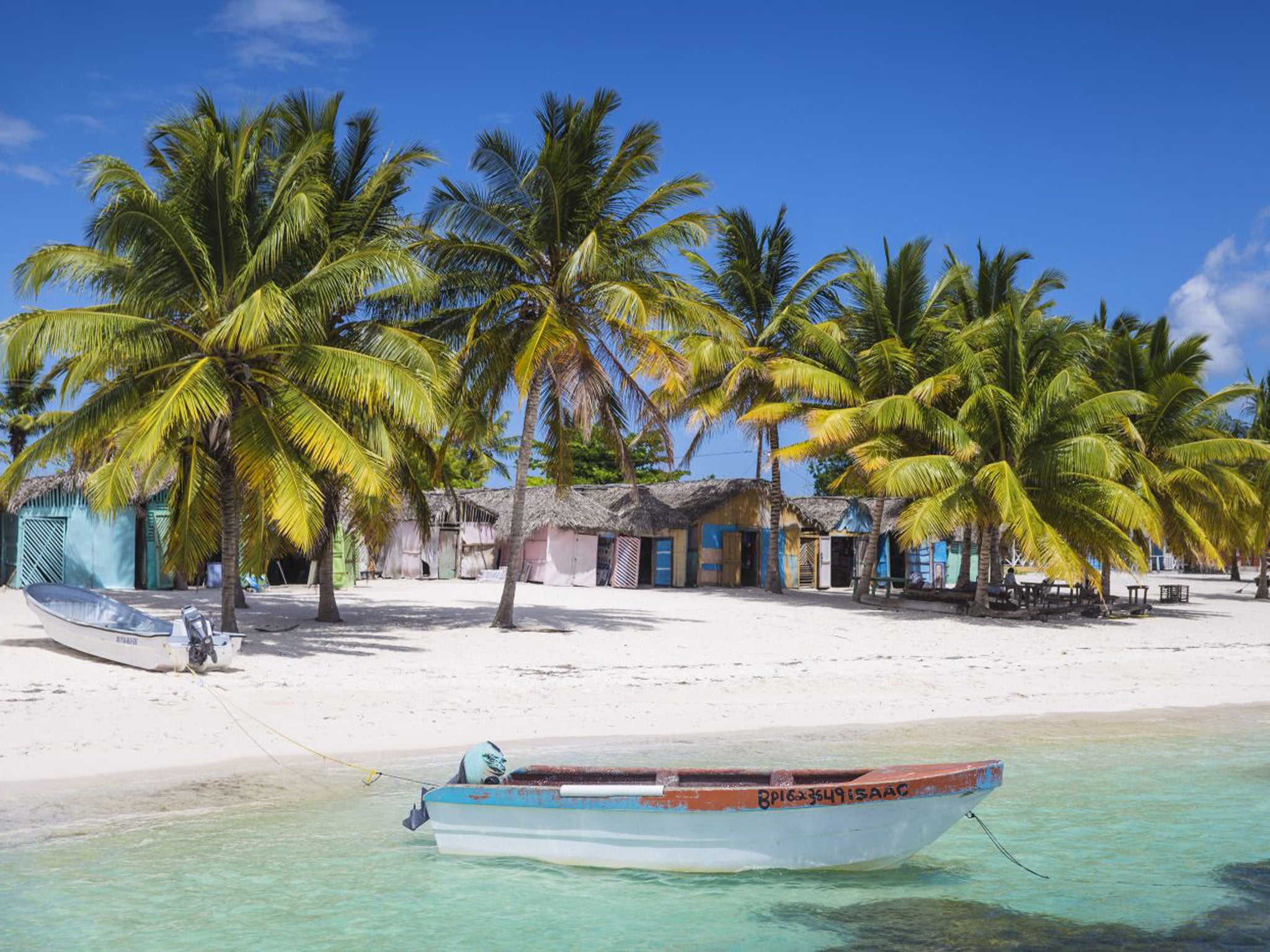Island paradise: a fine sand beach at the pretty fishing village of Mano Juan on Saona Island, in the Dominican Republic’s National Park of the East
