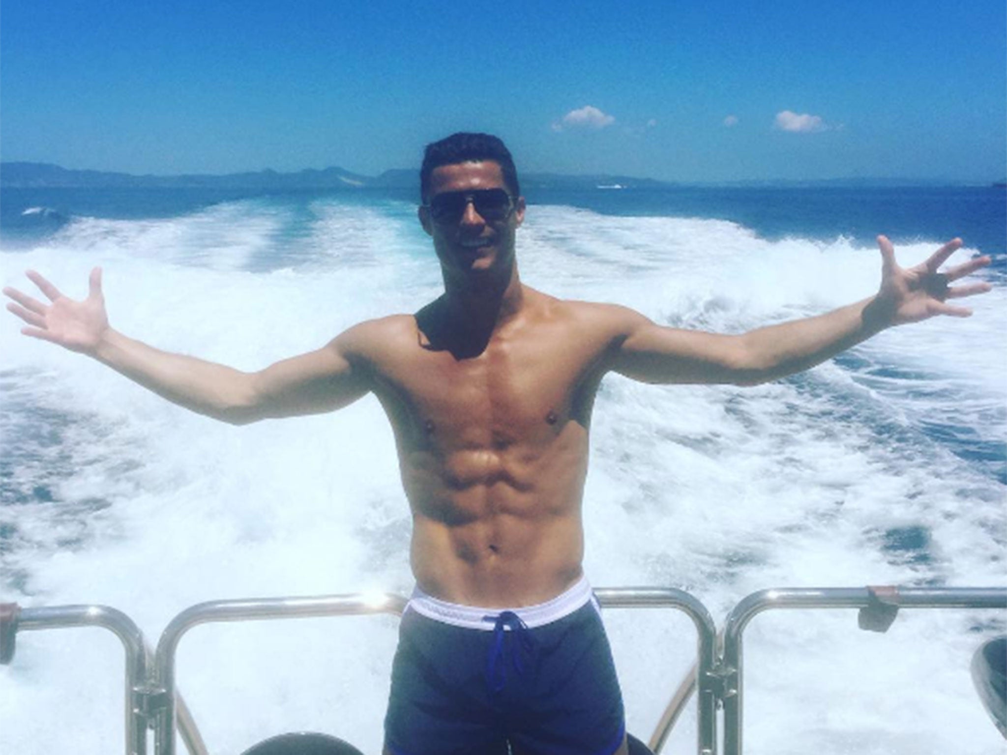 Cristiano Ronaldo posts a picture on Instagram from his holiday in Ibiza