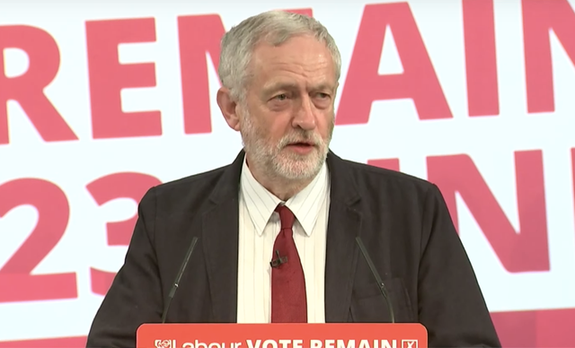 Labour leader Jeremy Corbyn delivers a speech on the EU in central London