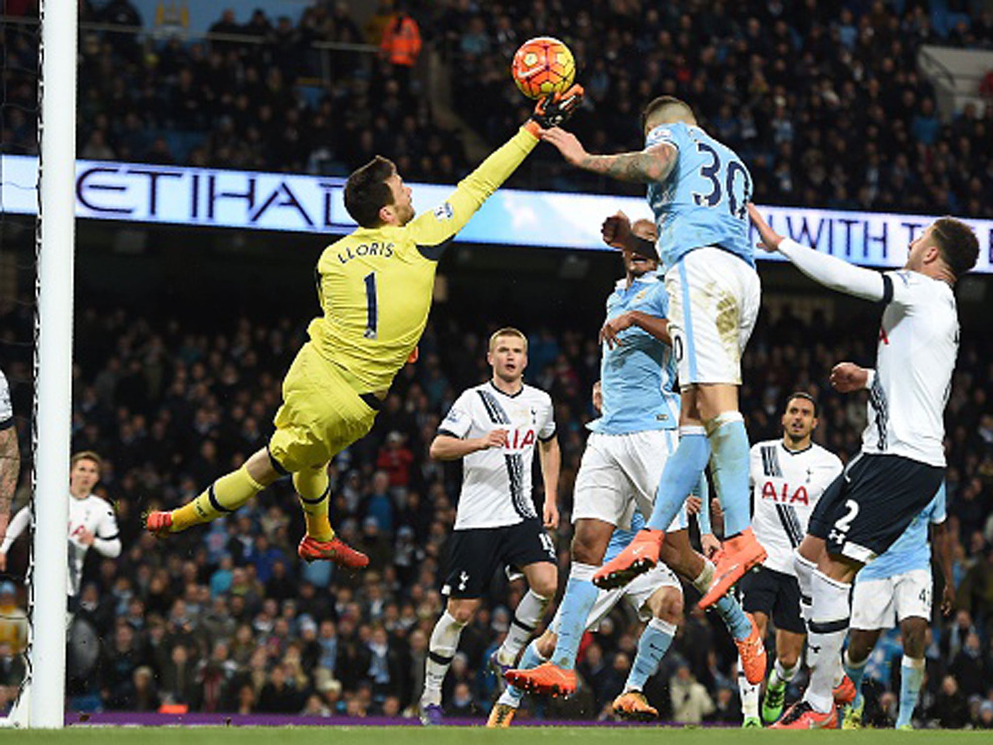 Hugo Lloris played his part in a fine season for Tottenham, including victory at Manchester City in February (Getty)