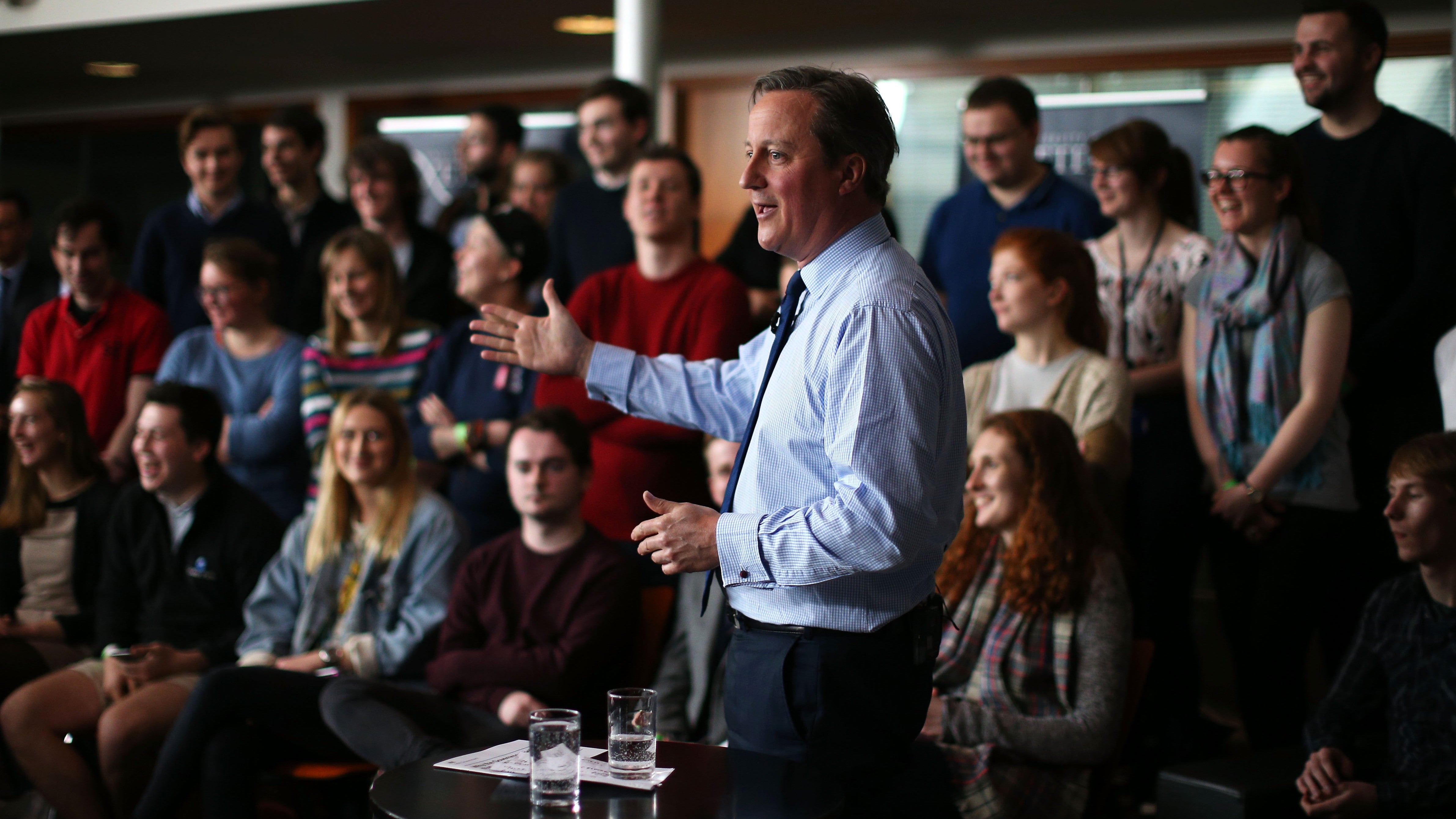 David Cameron, pictured, addresses students at Exeter University in April about the upcoming referendum