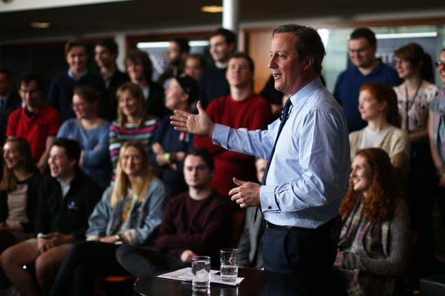 David Cameron, pictured, addresses students at Exeter University in April about the upcoming referendum