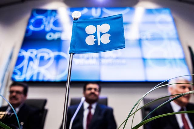 An OPEC flag sits on a table ahead of the 169th Organization of Petroleum Exporting Countries (OPEC) meeting in Vienna, Austria, on Thursday, June 2, 2016