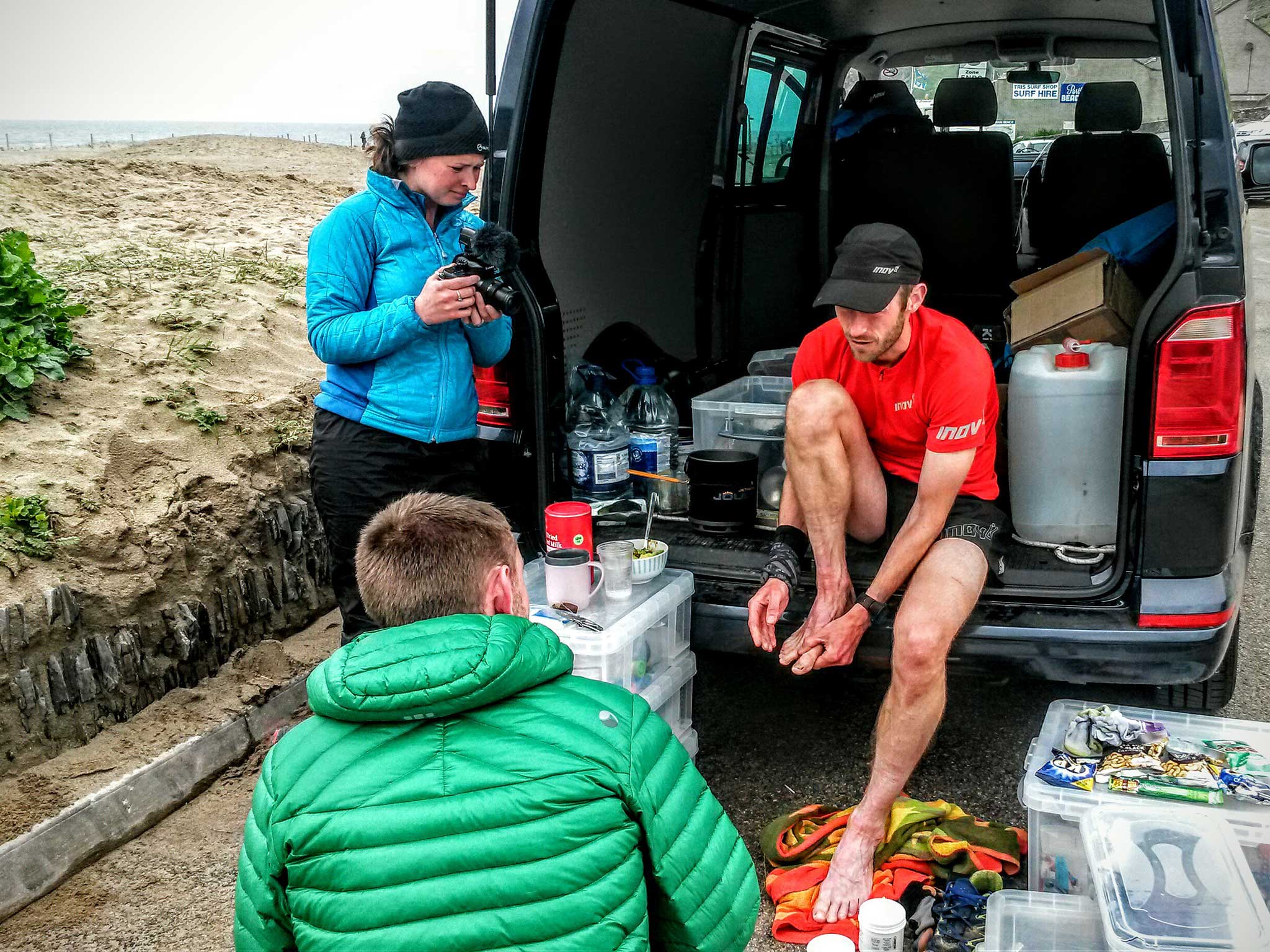 A pitstop and a self-administered pedicure in Porthtowan, Cornwall, on day eight
