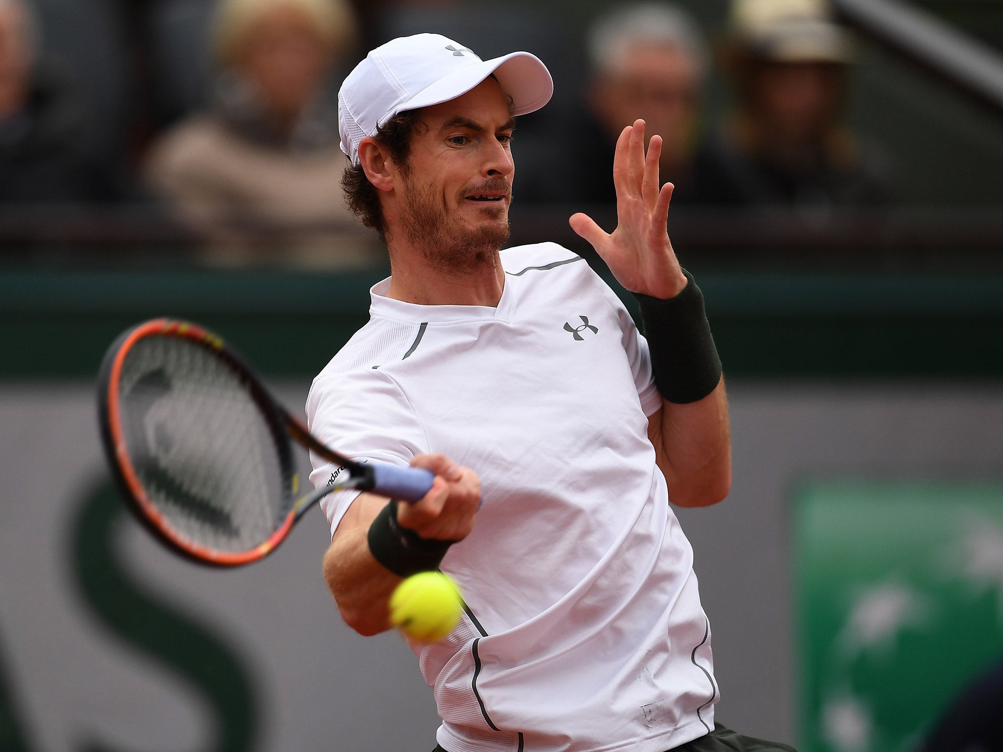 Andy Murray in action against Stanislas Wawrinka in the French Open semi-final