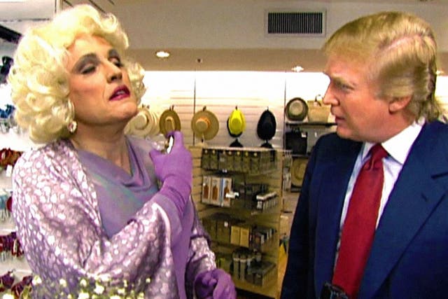 <p>Rudy Giuliani in drag in a 2000 fundraising skit with Donald Trump</p>